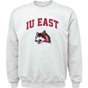  IU East Red Wolves White Youth Arch Logo Crewneck 