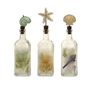  Set of 3 Cape Cod Nautical Sea Shell Decorative Glass 