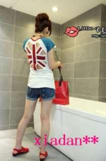 Union Jack Ladies Fitted SEXY T Shirt British Top Korean White Free 