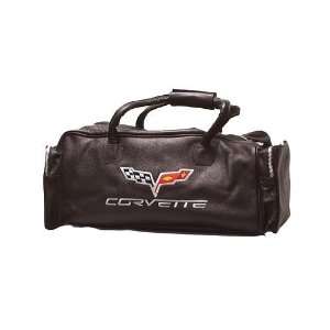 C6 Corvette All Leather 24 Inch Embroidered Duffle Bag