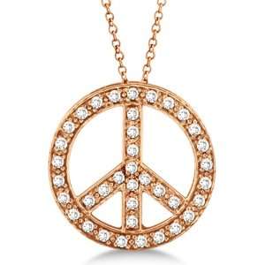  Diamond Peace Sign Pendant Necklace 14k Rose Gold (0.50ct 