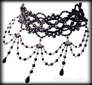 Punk Gothic Black Beads Necklace Set Victorian NEW A2900 Necklace 