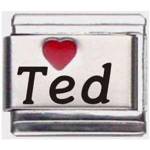  Ted Red Heart Laser Name Italian Charm Link Jewelry