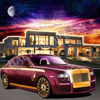 10X10 HIP HOP RAP CLUB MANSION AND CAR COMBO BACKDROP BACKGROUND 
