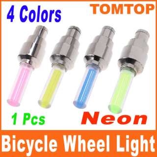 Bike Car Tyre Wheel Valve Caps LED Light Neon Lamp Blue Green Yellow 