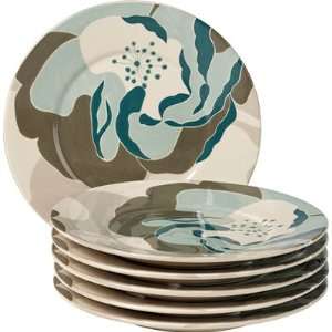  TTU Gallery Misto Blue Dahlia Round Salad Plate   Set of 6 