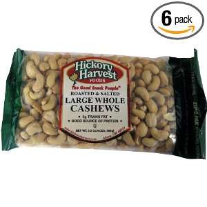 Hickory Harvest Roasted and Salted Cashews, 9.5 Ounce Bags (Pack of 6)