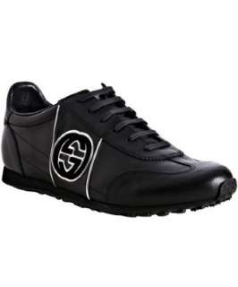 Gucci black leather interlocking G sneakers  