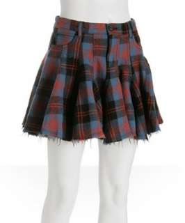 McQ By Alexander McQueen blue plaid flannel mini skirt   up to 