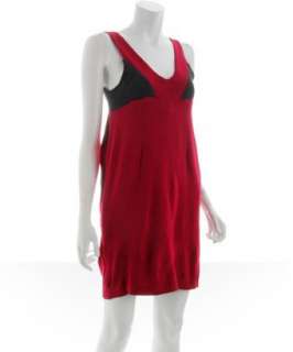 Eva Franco red jersey knit pocket tank dress  
