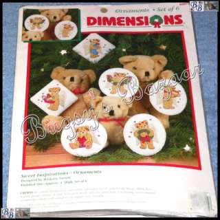 Dimensions SWEET INSPIRATIONS ORNAMENTS Christmas Crewel Kit   Teddy 