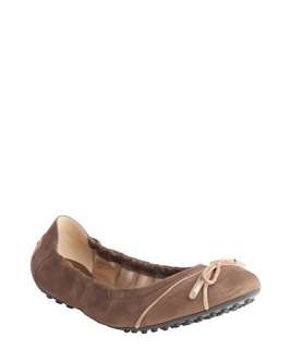 Tods tobacco suede bow detail flats