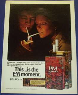 1972 L & M CIGARETTESTHIS IS THE L&M MOMENT AD PRINT  