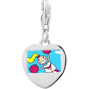  925 Sterling Silver Cheering Cheer Leader Photo Heart 