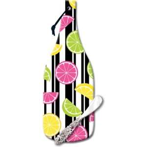 CounterArt Bright Citrus Wine Bottle Shaped 12 1/2 Inch Glass Cheese 