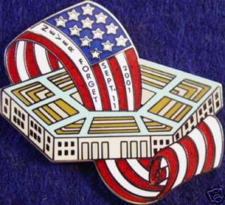 NEVER FORGET Series 9/11 PIN PENTAGON w/USA Flag 911 #3  