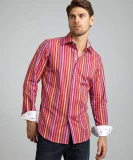 Robert Graham berry cotton silk striped Arrow dress shirt