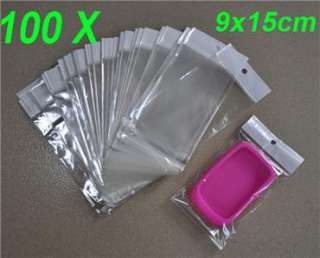 100 Pcs Plastics Bags Resealable Hang Hole bags 9x15cm  