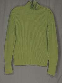 JILL Chartreuse Green Cotton Ribbed LS SWEATER M  