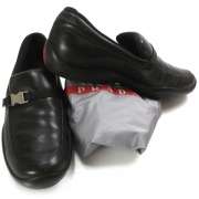 PRADA Leather Sport Loafers Shoes Flats 37 Black NEW  