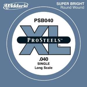  DAddario PSB040 ProSteels Bass Guitar Single String, Long 