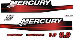 Mercury 9.9hp 9.9 hp Red outboard motor decals stickers  