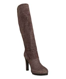 Yves Saint Laurent taupe suede knee high heeled boots   up to 