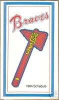 1984 Atlanta Braves Baseball Team Pocket Schedule  