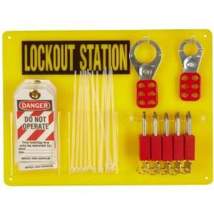 Brady Padlock, Hasp, and Tag Lockout Station, Includes 5 Safety 