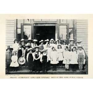  1913 Halftone Print Portrait Sunbonnet Girls Nome Alaska 