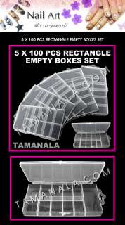 100PC RECTANGLE EMPTY NAIL TIP CRAFT CASE BOXES SET  