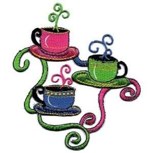  Coffee Cups on Stand/Beverages, Coffee/Iron On Applique 