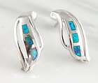 NEW 925 SILVER Hand Inlaid WHITE OPAL Post EARRINGS  