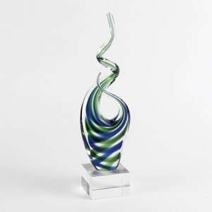  14 Abstract Blue and Green Crystal Statue