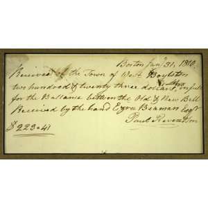  Paul Revere Rare Autograph Document Signed 1810 