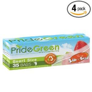 Pridegreen Recycled Zip Food Storage Bags, Quart Size, 35 Count (Pack 