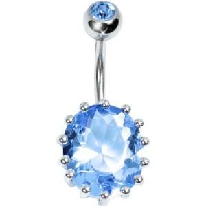  December 13mm Oval Solitaire Birthstone Belly Ring 