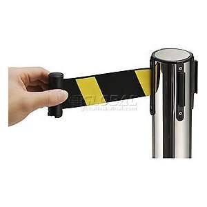 Stainless Steel 39H Retractable Stanchion With 6 1/2 Ft Yellow/Black 