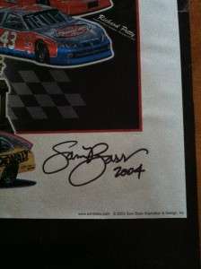 Sam Bass Signed Nascar Poster Winston Cup Champs 1971 2003 Petty 