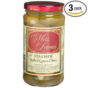 Miss Leones Feta Cheese Stuffed Queen Olives, 12 Ounce Jars (Pack of 