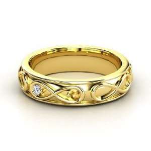 Infinite Love Ring, 14K Yellow Gold Ring with Citrine & Diamond