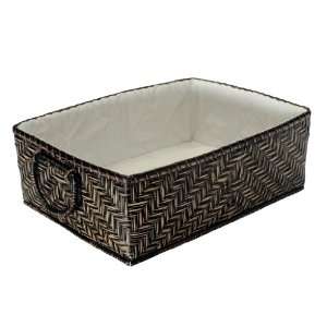  Bamboo Shelf Baskets with Liner, Black Stain, Large