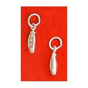 Sterling Silver Charm, Pea Pod, Peas in a Pod, 1/2 inch Jewelry