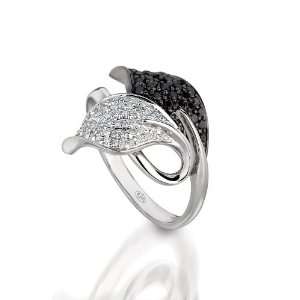   67ct Ladies Diamond & Black Diamond Ring in 14k White Gold Jewelry