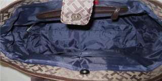 Tommy Hilfiger Womens Shopper Tote Purse Handbag Brown Monogram $79 