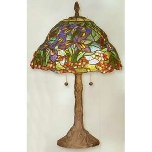  Antique Bronze Garden Iris Jewel Tiffany Lamp