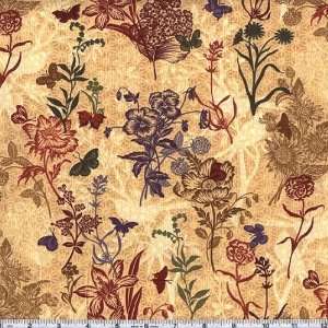  45 Wide Botanical Fantasy Floral Sprigs Cream Fabric By 