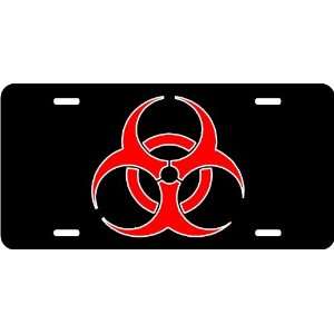 Biohazard Symbol Auto License Plate Black
