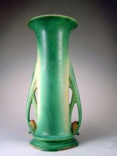   ROSEVILLE Pottery # 804 10 Green Art Deco PINECONE Vase *RARE*  
