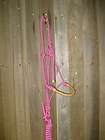 Pink Rope Halter Horse Rawhide Braided Nose w Lead